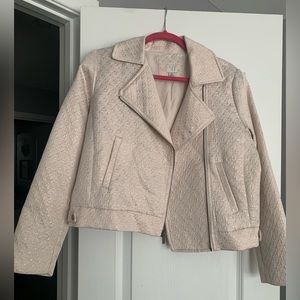 Cream Moto Coat w/ Gold detail
